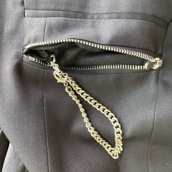 Preen By Thornton Bregazzi Blazer Black Wool Modern Rocker Back Slit Zipper S - Picture 13 of 16